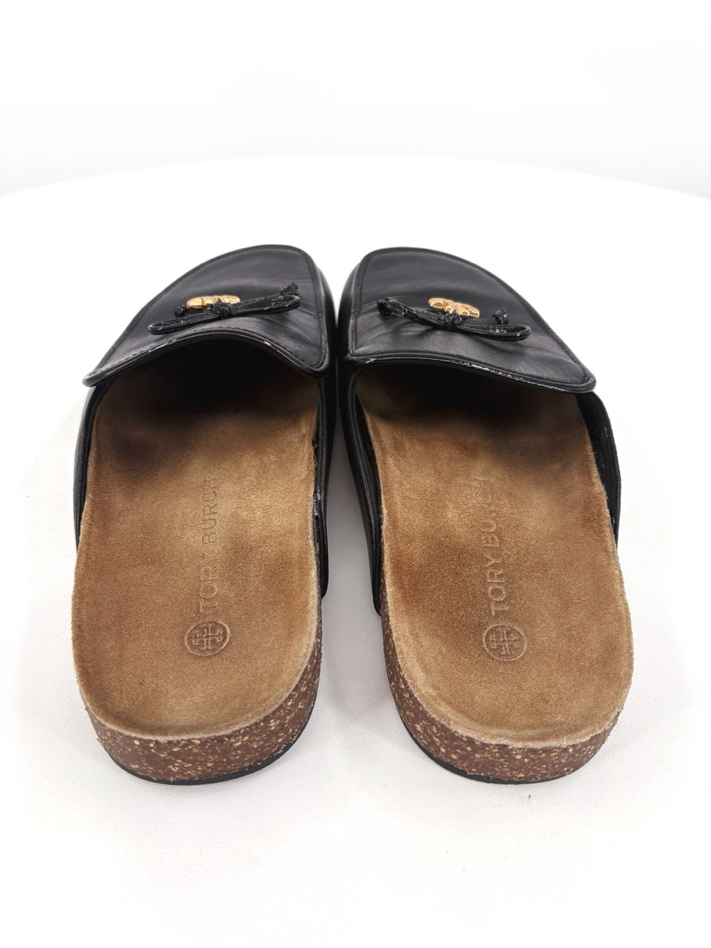 Tory Burch Tory Charm Black Leather Cork Mule Clogs 7 - Picture 11 of 15